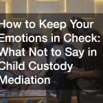 How to Keep Your Emotions in Check: What Not to Say in Child Custody Mediation